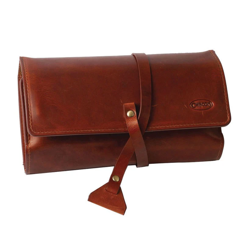Chacom Roll Up Pouch For 2 Pipe Case With Pouch CC023 Brown Leather