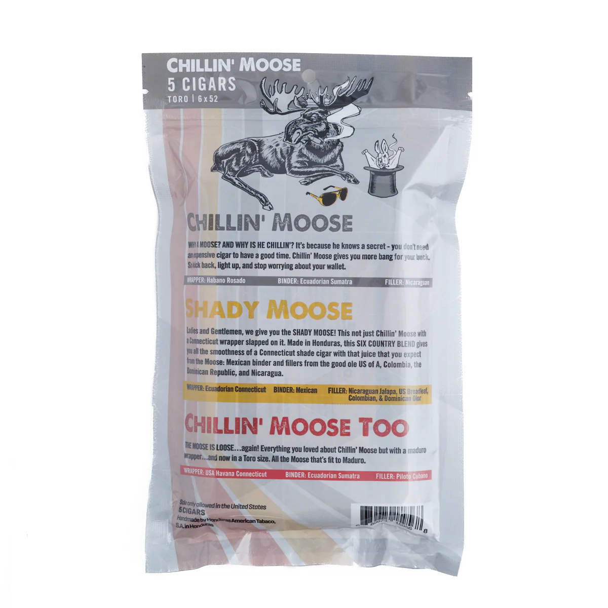 Chillin' Moose Toro 5-Cigar Sampler Fresh Pack - Image 2