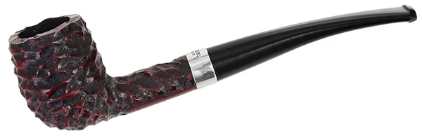 Peterson Pipes: Junior Rusticated Nickel Mounted Canted Billiard